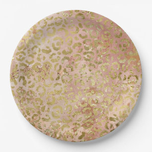 Rose Gold Leopard Print Pappteller