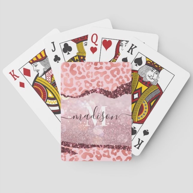 Rose Gold Leopard Print Spielkarten (Rückseite)