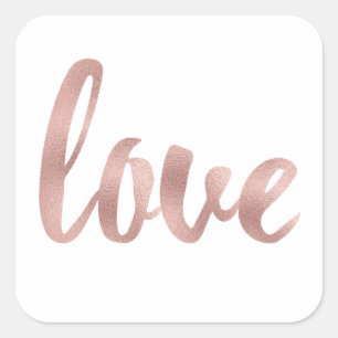 Rose Gold Liebe Aufkleber, Folie Schriftart, groß Quadratischer Aufkleber