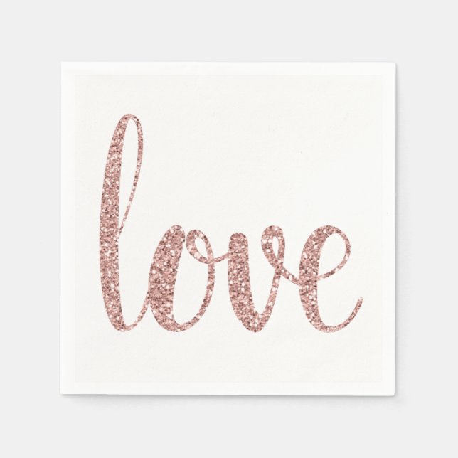 Rose Gold Liebe Cocktail Servietten, Glitzer Serviette (Vorderseite)