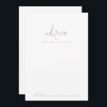Rose Gold Liebe Extravagante Skriptratenkarte Hinweiskarte<br><div class="desc">Diese Rose Gold Liebe extravagante Skript Hochzeitsratenkarte ist ideal für eine rustikale Hochzeit. Das schlichte und elegante Design zeichnet sich durch klassische und extravagante Schrift-Typografie in Rose Gold aus. Diese Karten sind ideal für Hochzeiten, Brautparty, Babydusche, Graduiertenfest u.v.m. Personalisieren Sie die Karten mit den Namen der Braut und Bräutigam, den...</div>