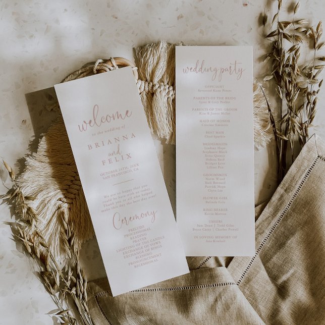 Rose Gold Liebe Extravagantes Script Hochzeitsprog Programm (Von Creator hochgeladen)