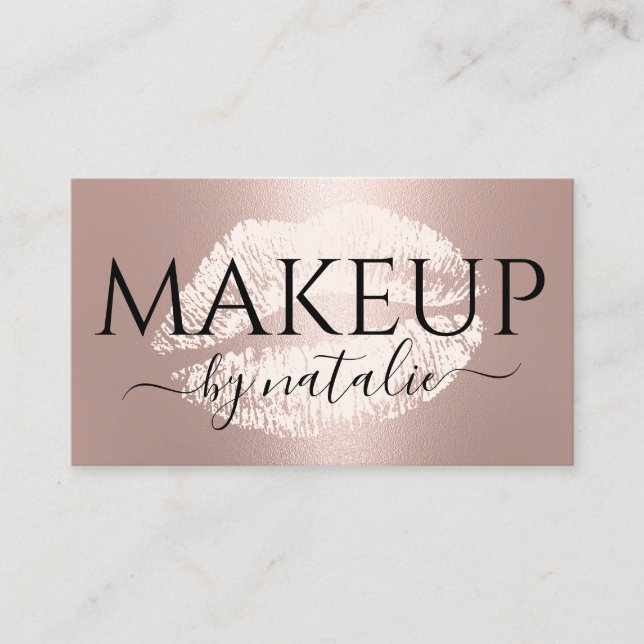 Rose Gold Lift Kiss Makeup Artist Schönheitssalon Visitenkarte (Vorderseite)