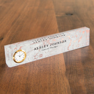 Rose Gold & Light Gray Marmor kundenspezifisch Namensplakette