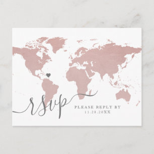 Rose Gold Light Pink Weltkarte UAWG Postkarte