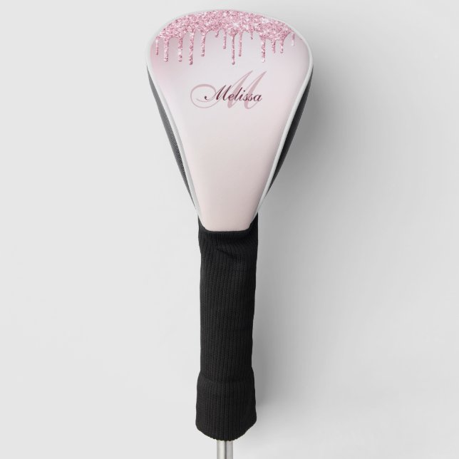 Rose Gold lila Glitzer Tropfen Golf Headcover (Vorderseite)