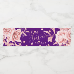 Rose Gold Lila Sweet 16 Glitzer Confetti Floral