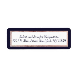 Rose Gold Lined Navy Blue und White Address Labels