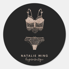 Rose Gold Lingerie Boutique Logo Runder Aufkleber