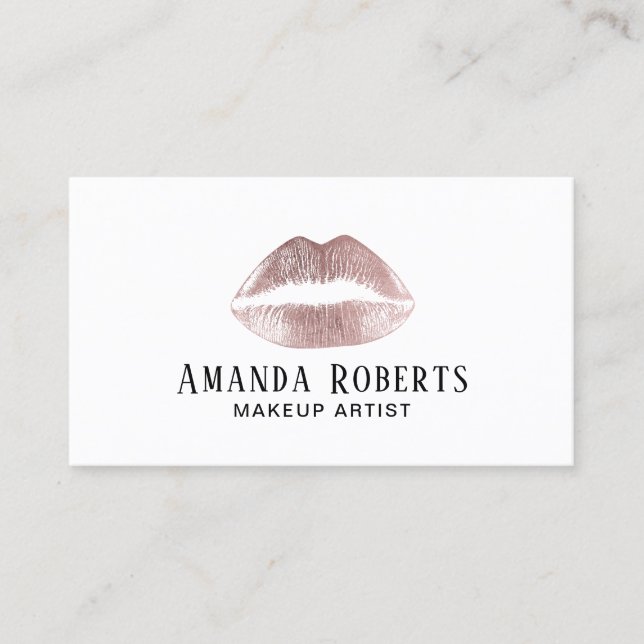 Rose Gold Lippen Minimalistisch Makeup Artist Visitenkarte (Vorderseite)