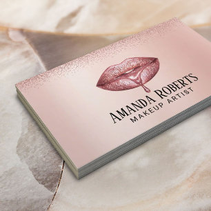 Rose Gold Lips Makeup Artist Modern Beauty Salon Visitenkarte