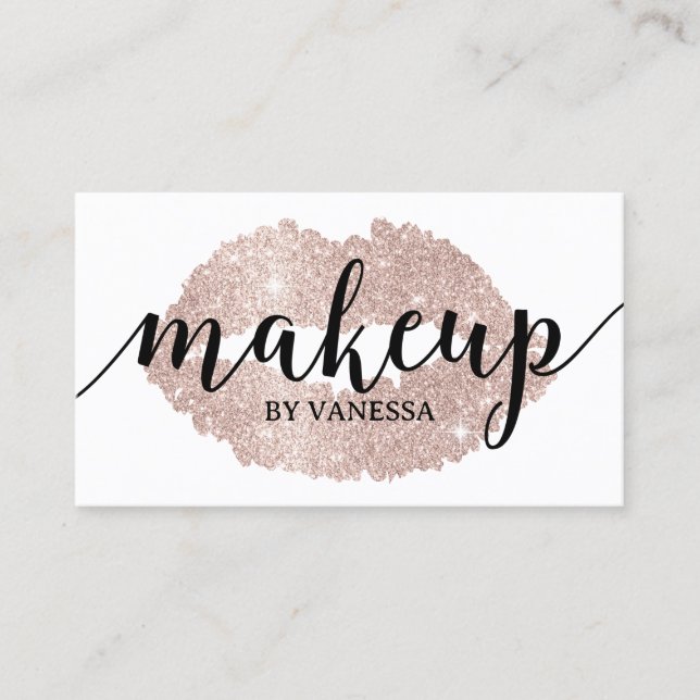 Rose Gold Lips Print Makeup Artist Salon Wellness- Visitenkarte (Vorderseite)