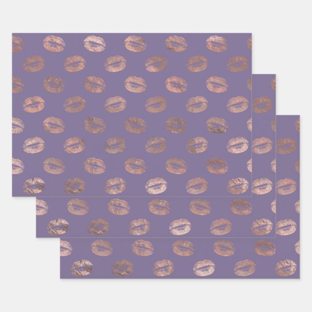 Rose Gold Lips und Lila Geschenkpapier Set (Set)