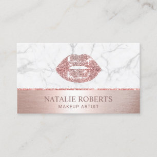 Rose Gold Lips Weißer Marmor Makeup Künstlersalo Visitenkarte