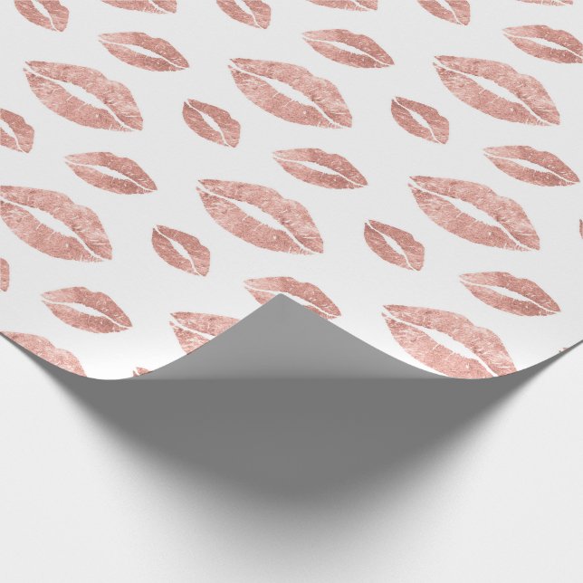 Rose Gold Lips Wrapping Paper Geschenkpackung Geschenkpapier (Ecke)