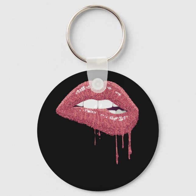 Rose Gold Lipstick Kiss Hot 80er Tropfen Lips 1980 Schlüsselanhänger (Vorderseite)