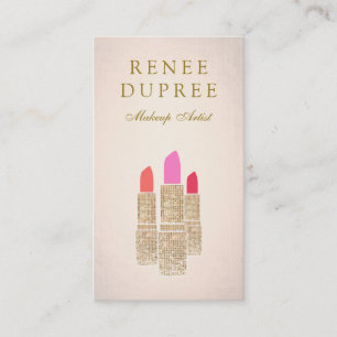 Rose Gold Lipstick Makeup Artist Schönheitssalon Visitenkarte