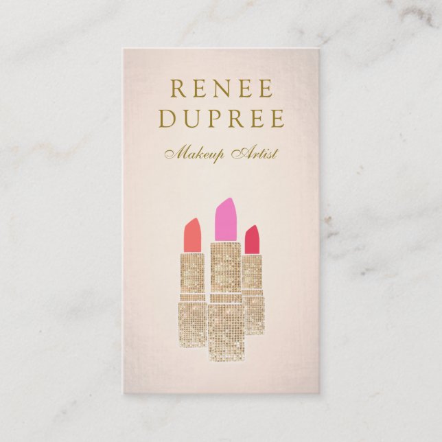 Rose Gold Lipstick Makeup Artist Schönheitssalon Visitenkarte (Vorderseite)