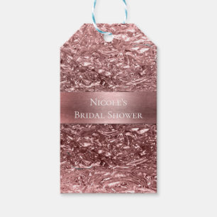 Rose Gold Liquid Chrome Metallic Chic Gastgeschenk Geschenkanhänger