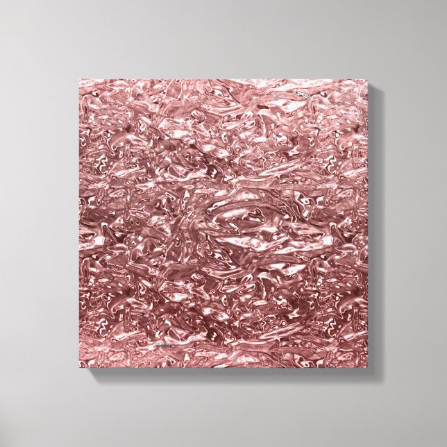 Rose Gold Liquid Chrome Metallic Chic Glam Leinwanddruck (Vorderseite)