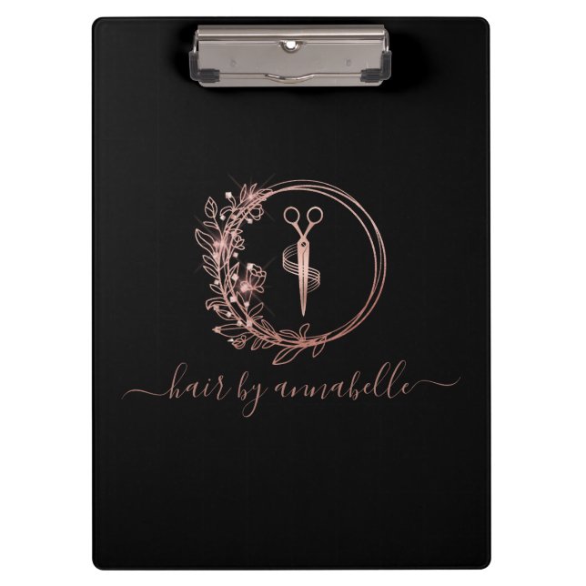 Rose-Gold-Logo-Friseurliste Klemmbrett (Vorderseite)