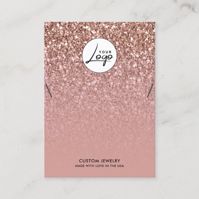 Rose Gold Logo Necklace Armband Display Card Visitenkarte (Vorderseite)