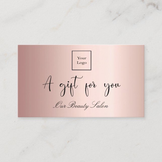 Rose Gold Logo qcode Geschenkgutschein Visitenkarte (Vorderseite)