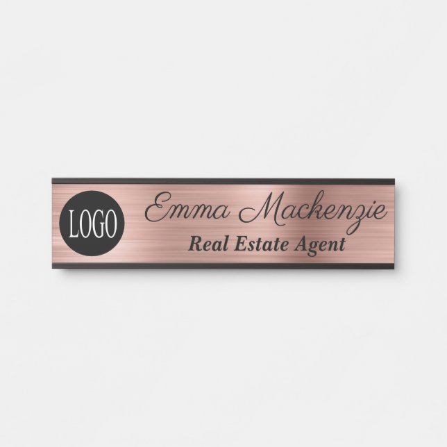 Rose Gold-Logo-Zeichen für Bürotür Türschild (Vorderseite )
