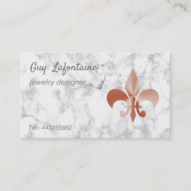 Rose-Gold-Look Fleur-de-lis Visitenkarte (Vorderseite)