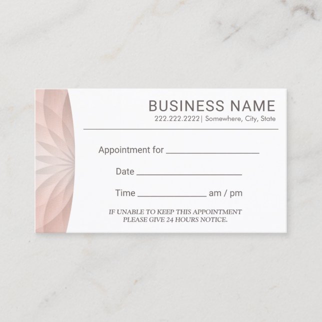 Rose Gold Lotus Salon Wellness-Center Terminkarte (Vorderseite)
