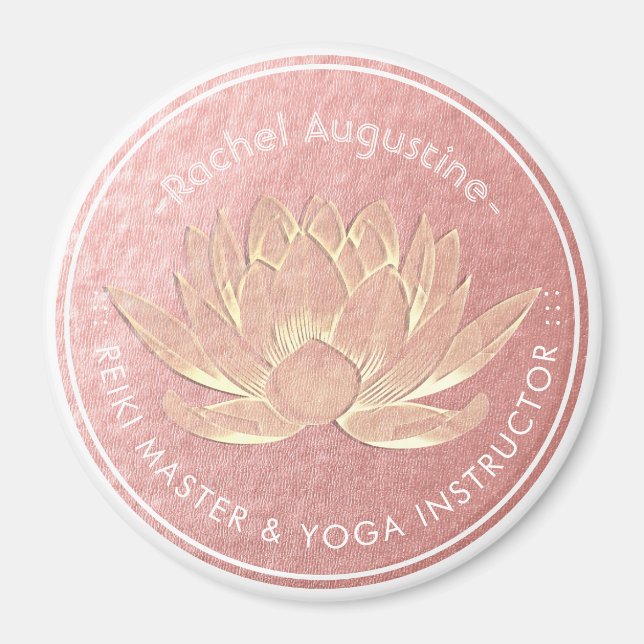 Rose Gold Lotus Yoga Studio Meditation Instructor Magnet (Vorne)