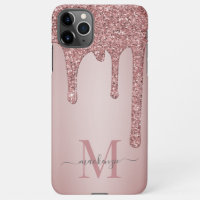 Rose Gold Luxury Glam Glitzer Tropfen Monogram