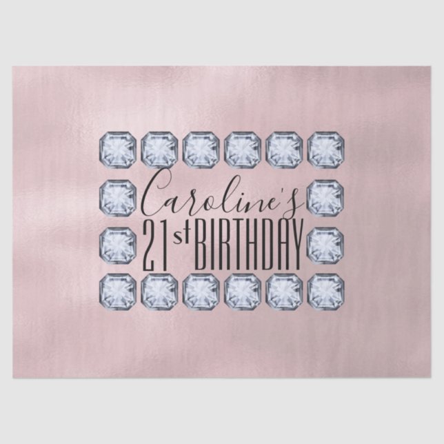 Rose Gold Luxus Glastextur Geburtstag Seidenpapier (Vorderseite)