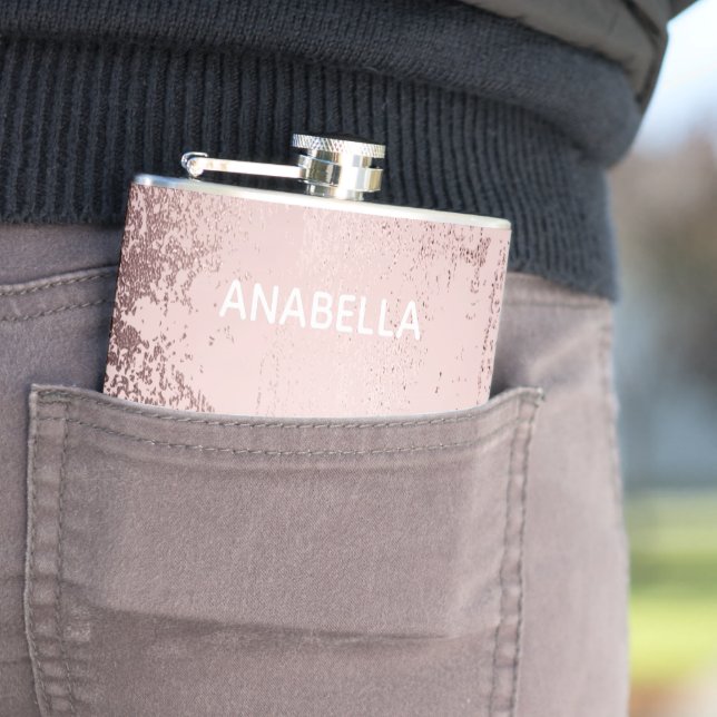 Rose Gold Luxus metallische Personalisiert Flachmann (Beispiel)