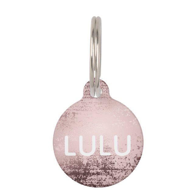 Rose Gold Luxus metallische Personalisiert Haustiermarke (Vorderseite)