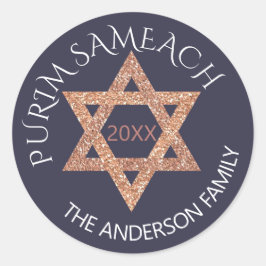Rose Gold Magen David Custom Purim jeden Urlaub Runder Aufkleber