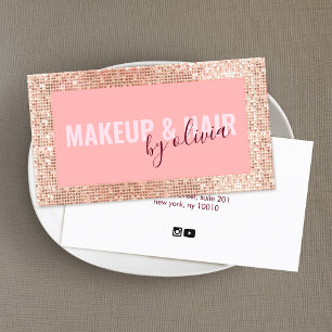 Rose Gold Makeup Artist and Hair Stylist Visitenkarte