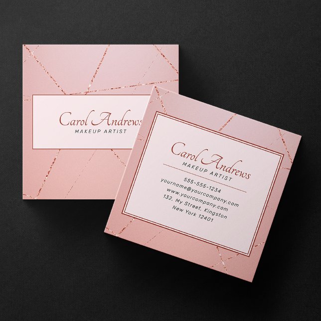 Rose Gold Makeup Artist Bridal Makeup Lashes Brows Quadratische Visitenkarte (Von Creator hochgeladen)