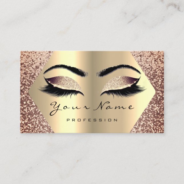 Rose Gold Makeup Artist Eyelash Blog Influencer Visitenkarte (Vorderseite)