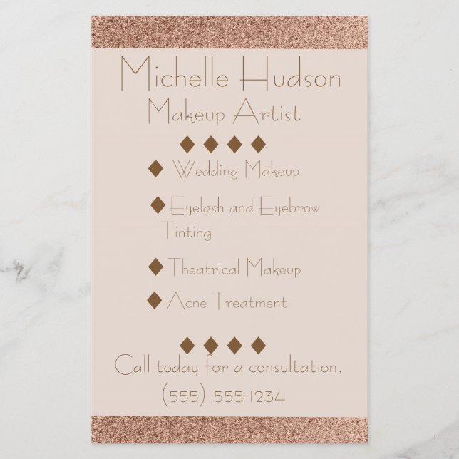 Rose Gold Makeup Artist Schönheitssalon Flyer (Vorne)