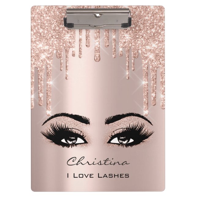 Rose Gold Makeup Artist Tropfen Eyelashes Klemmbrett (Vorderseite)