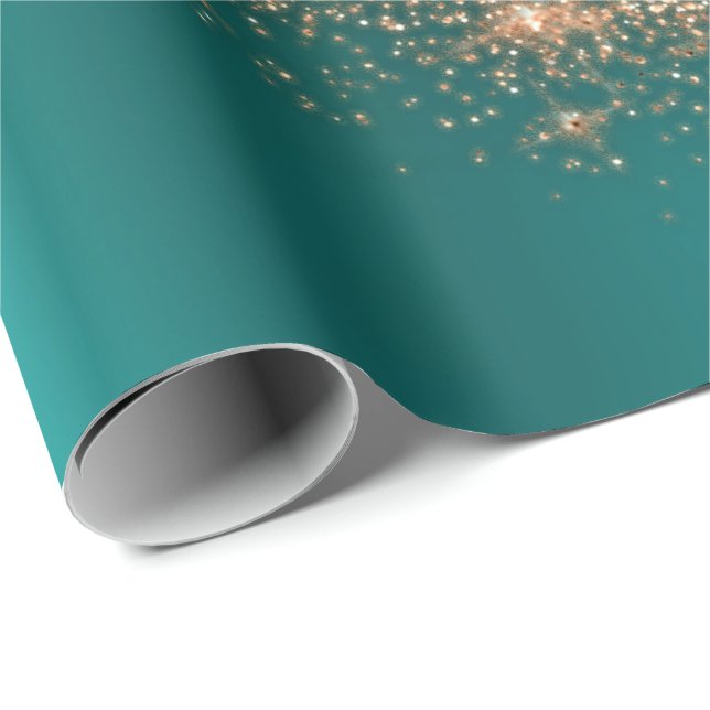 Rose Gold Makeup Confetti Glitzer Aquamarin Kupfer Geschenkpapier (Rolleneckpunkt)