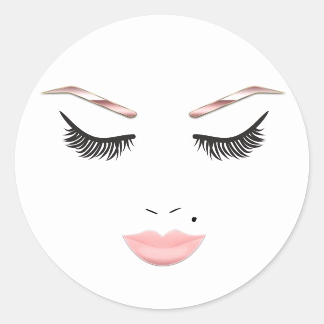 Rose Gold Makeup Gesicht Augenbrauen Lips Glam Bea Runder Aufkleber (Vorderseite)