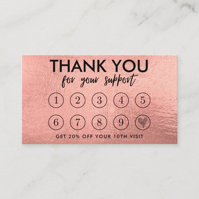 Rose Gold Makeup Logo Loyalty Card Visitenkarte (Vorderseite)