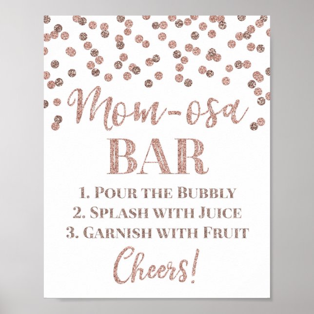 Rose Gold Mama-osa Bar Baby Dusche Poster (Vorne)