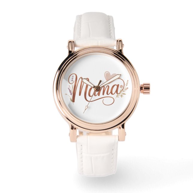 Rose Gold "Mama" Uhr - Elegantes Geschenk für Jung (Vorderseite)