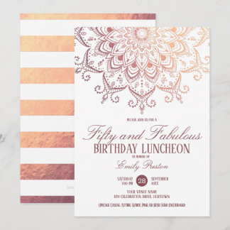 Rose Gold Mandala 50 Fantastische Geburtstagsparty Einladung