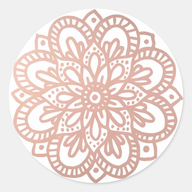 Rose Gold Mandala Blume Sticker (Vorderseite)