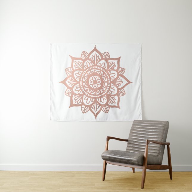 Rose Gold Mandala Blume Wandteppich (Beispiel (Horizontal))