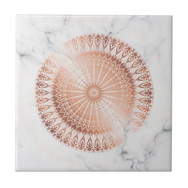Rose Gold Mandala Grauer Marmor Fliese (Vorderseite)